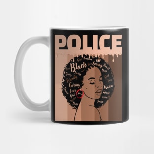 Black Women Police Afro Melanin of Black History Month Mug